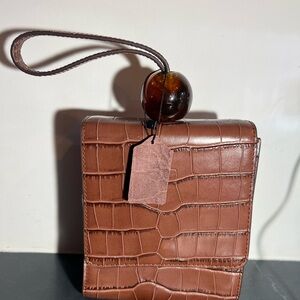 Brown Crocodile-Embossed Women’s Bag